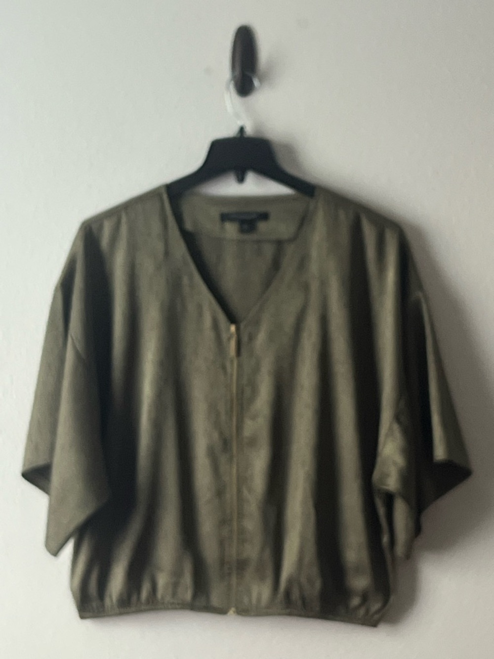 Marc New York Cute Olive Green Zip-Front Blouse, Size‎ L